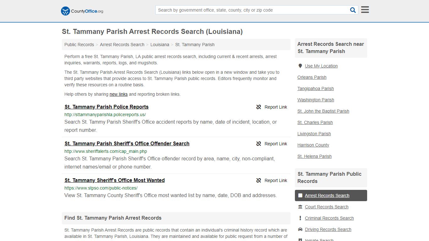 St. Tammany Parish Arrest Records Search (Louisiana) - County Office
