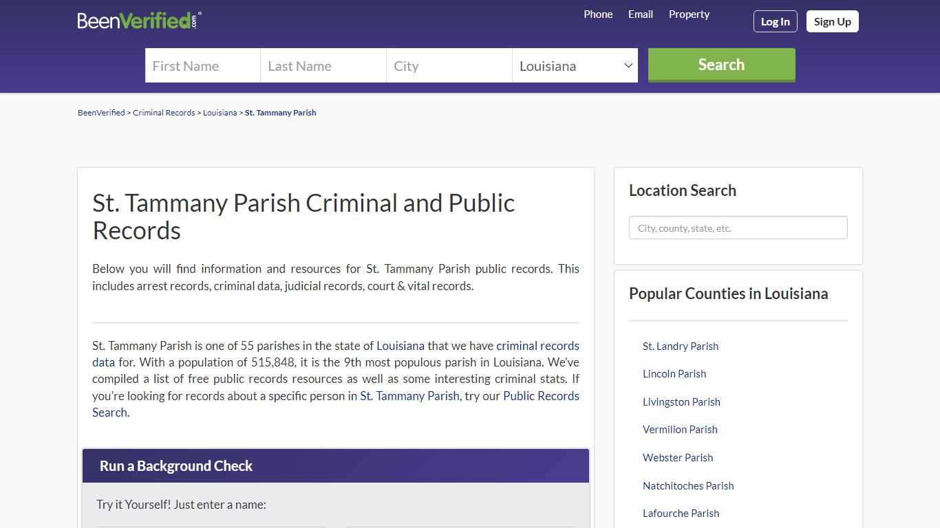 St. Tammany Parish Criminal and Public Records - BeenVerified